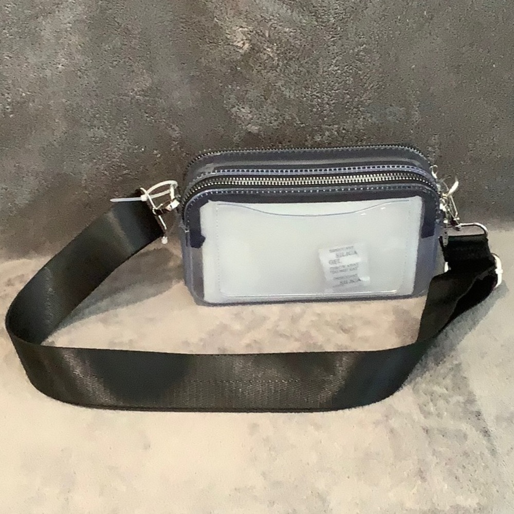 Clear cross body double zipper camera bag